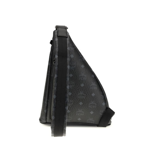 MCM Black Visetos Canvas Sling Backpack