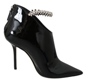 Elegant Black Patent Heeled Boots