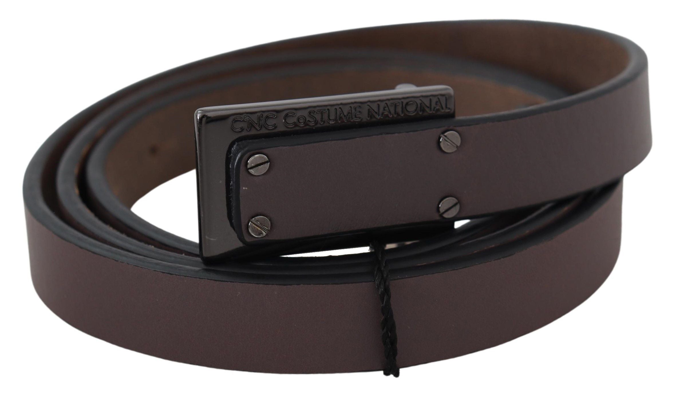 Brun läderrem med taktiskt logoband, mörk färg