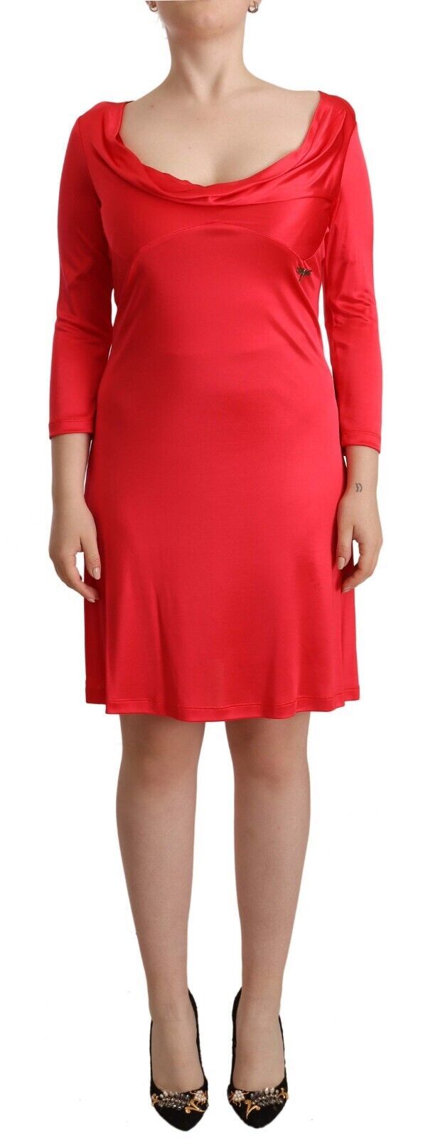 4 Sleeves Deep Round Neck Sheath Dress