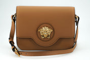 Elegant Calf Leather Shoulder Bag in Brown