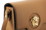 Elegant Calf Leather Shoulder Bag in Brown