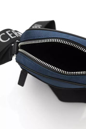 Blå läderaxelväska för kvinnor