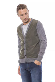 Gray Wool Men Cardigan
