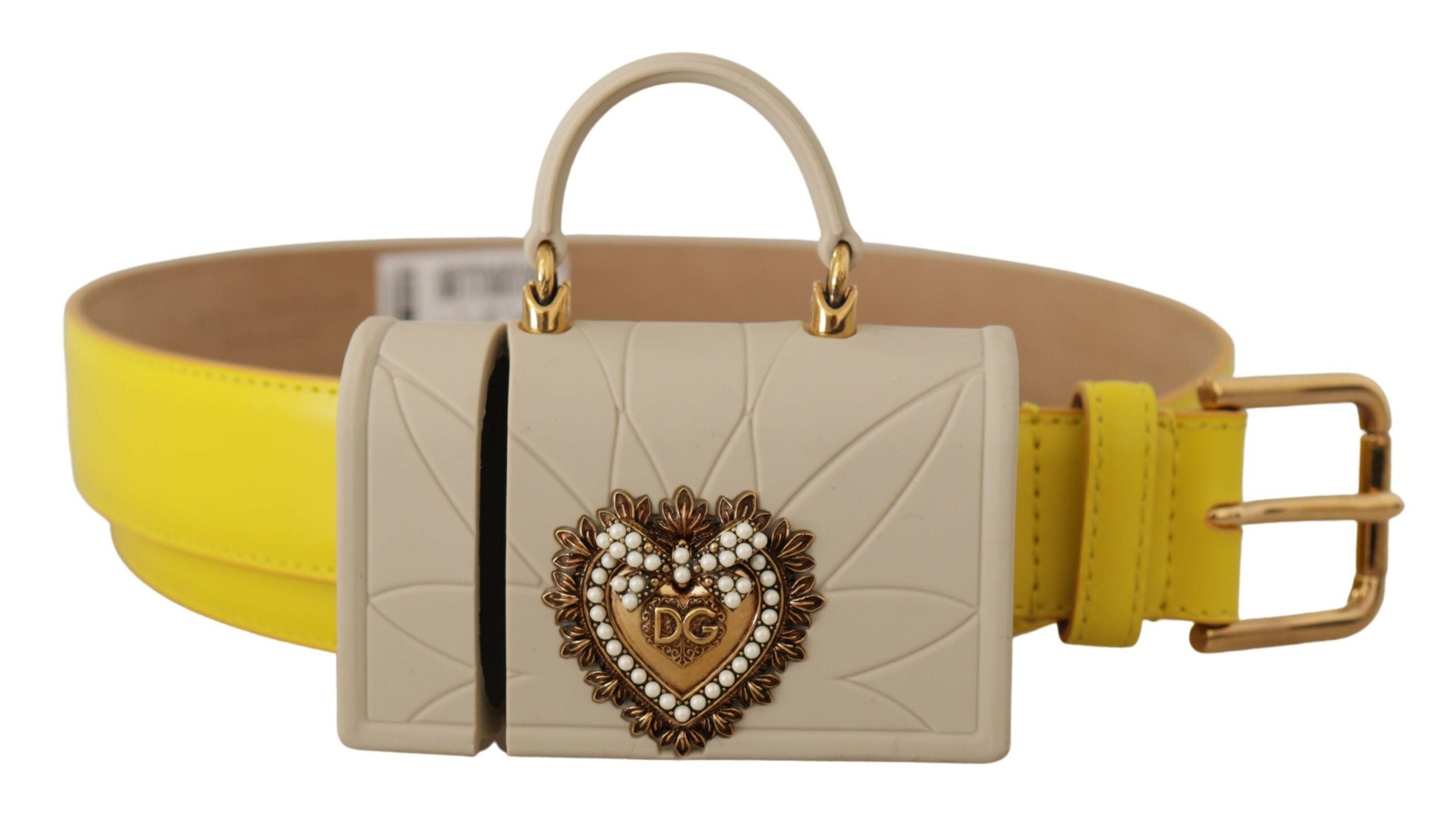 Gul läder Devotion Heart Micro Bag Hörlurar Bälte