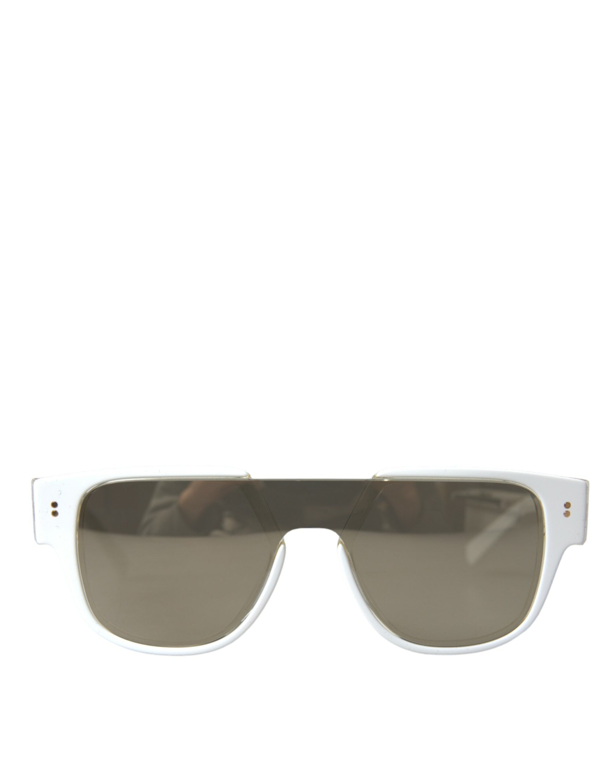 Solglasögon DG4356 med vita acetatramar och spegelglas.
