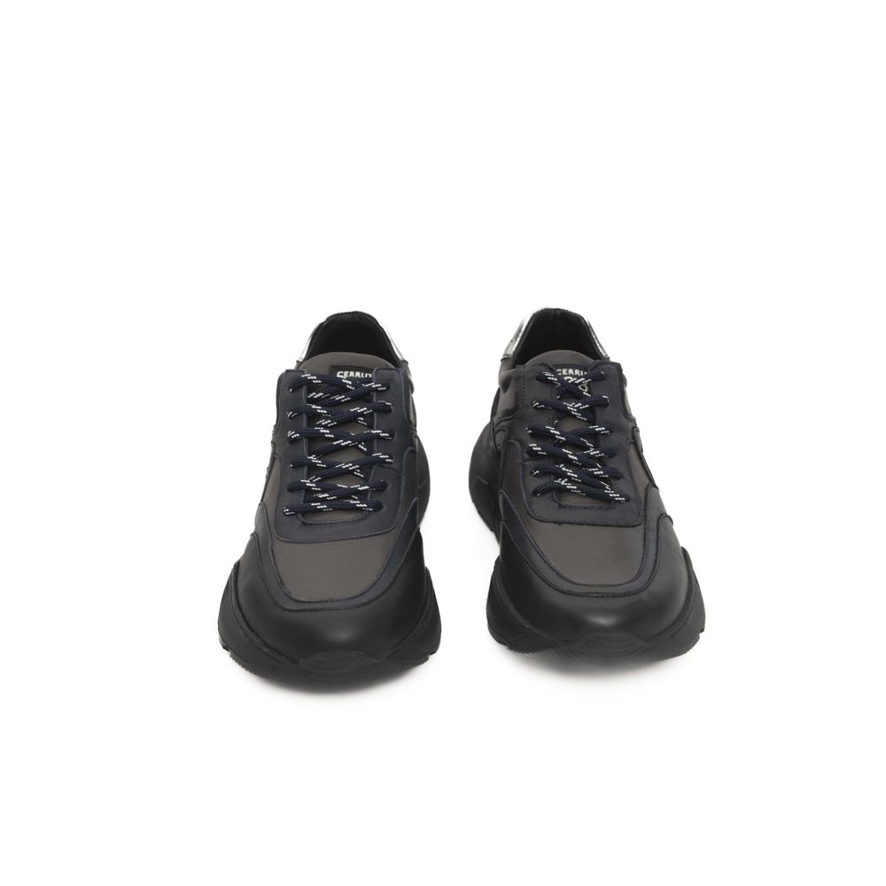 Blå sneakers i kalvskinn för män