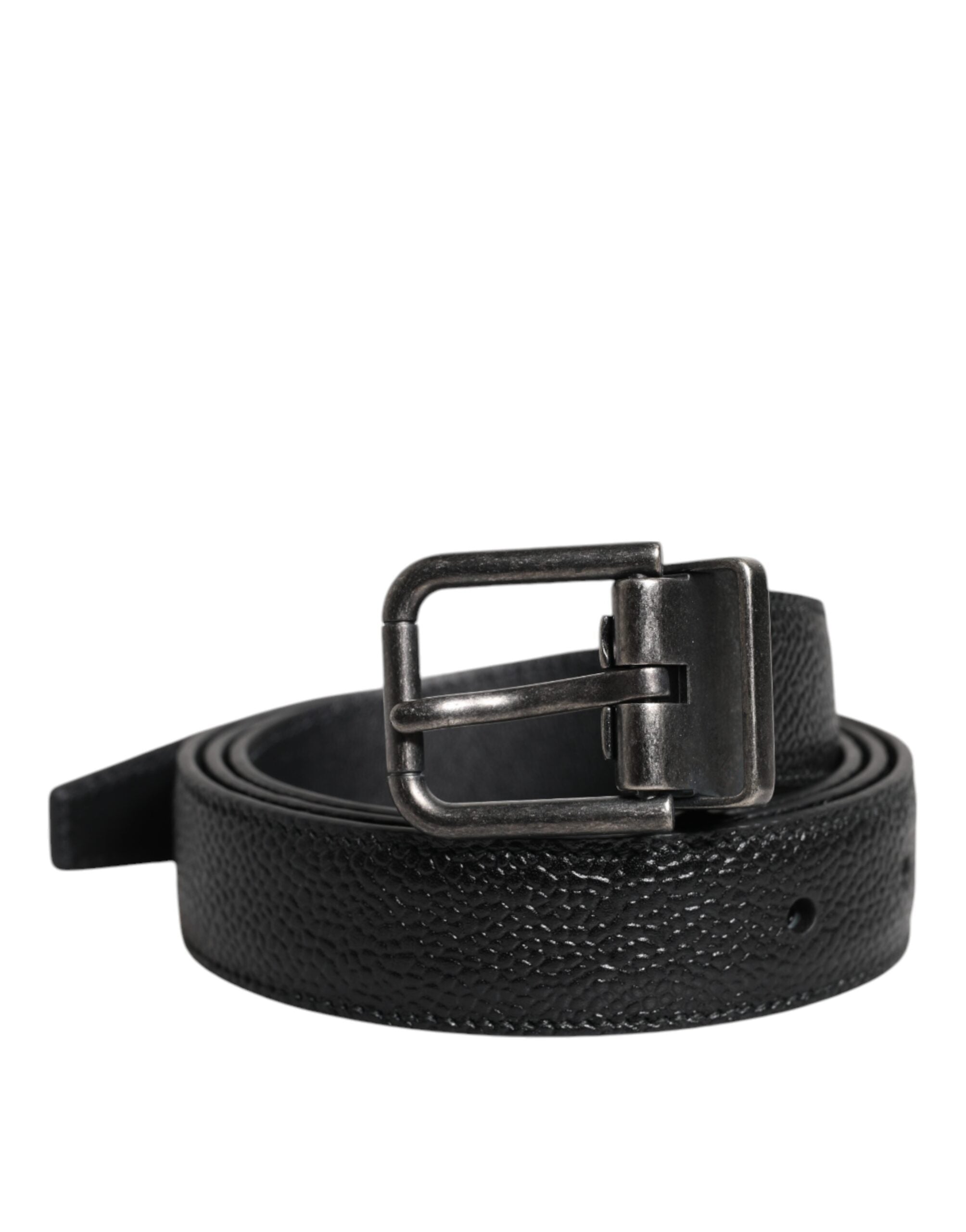 Classic Metal Buckle Belt i svart kalvskinn