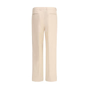 Cream Fleece Wool Dress Pants