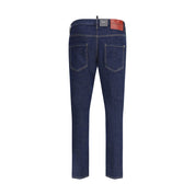 Blue Cotton Straight-Leg Jeans