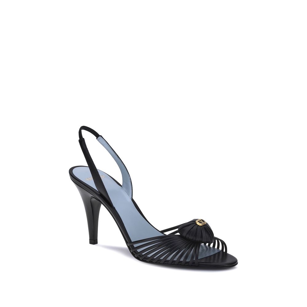 Black Calf Leather Bos Taurus Stiletto Heel Sandals