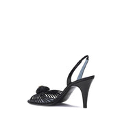 Black Calf Leather Bos Taurus Stiletto Heel Sandals
