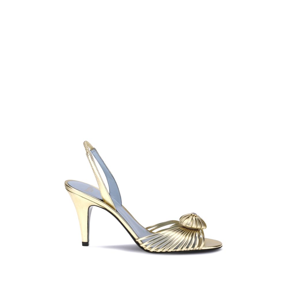 Gold Calf Leather Bos Taurus Stiletto Heel Sandals