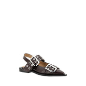 Brown Polyester Ballet Flats