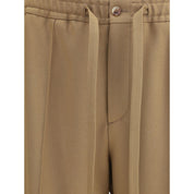 Brown Polyester Casual Pants