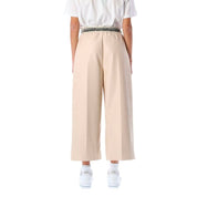 Beige Viscose Casual Pants