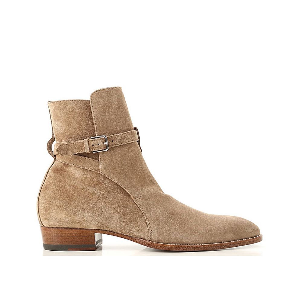 Beige Calfskin Ankle Boots