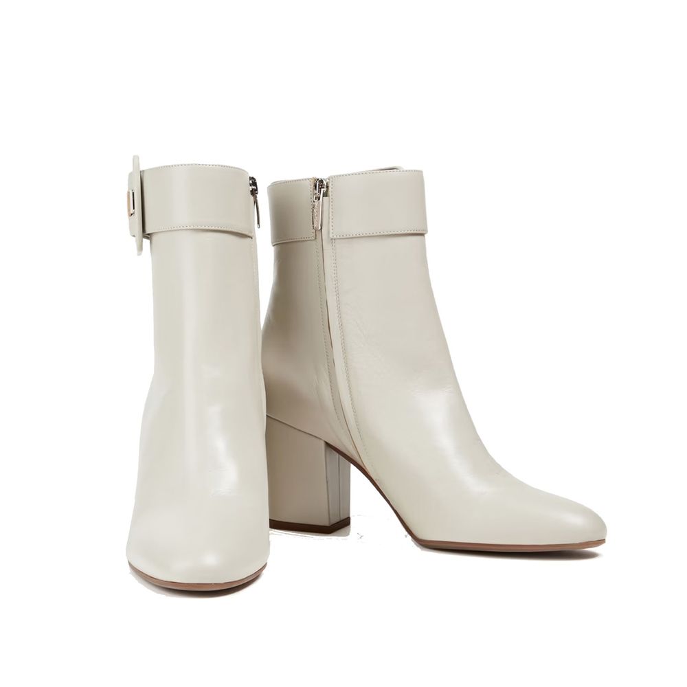 White Lamb Leather Ankle Boots