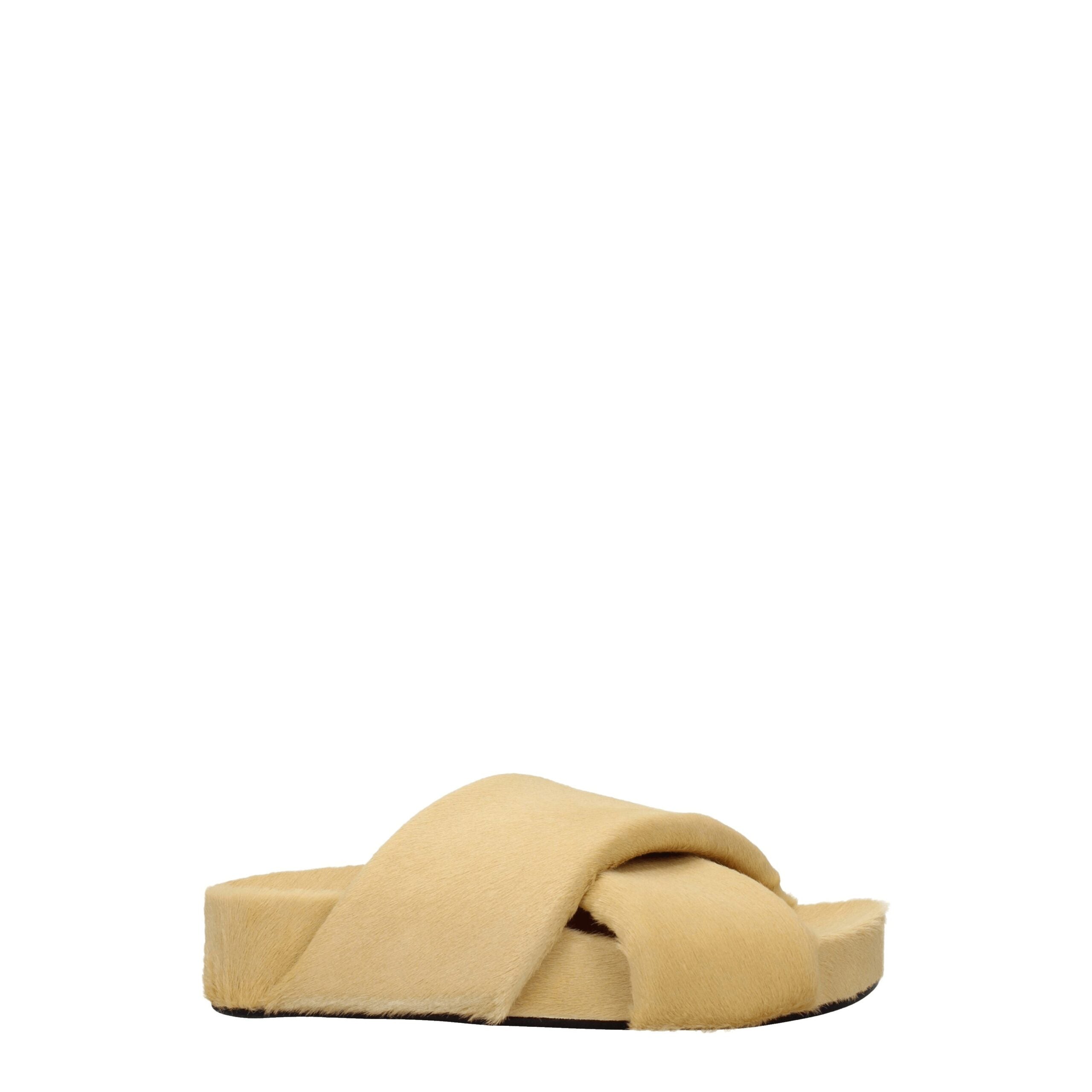 Beige Horsehair Slippers