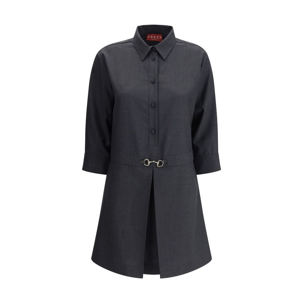 Gray Wool Casual Dress