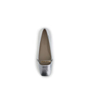 Silver Calf Leather Bos Taurus Ballet Flats