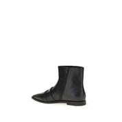 Black Calf Leather Bos Taurus Ankle Boots