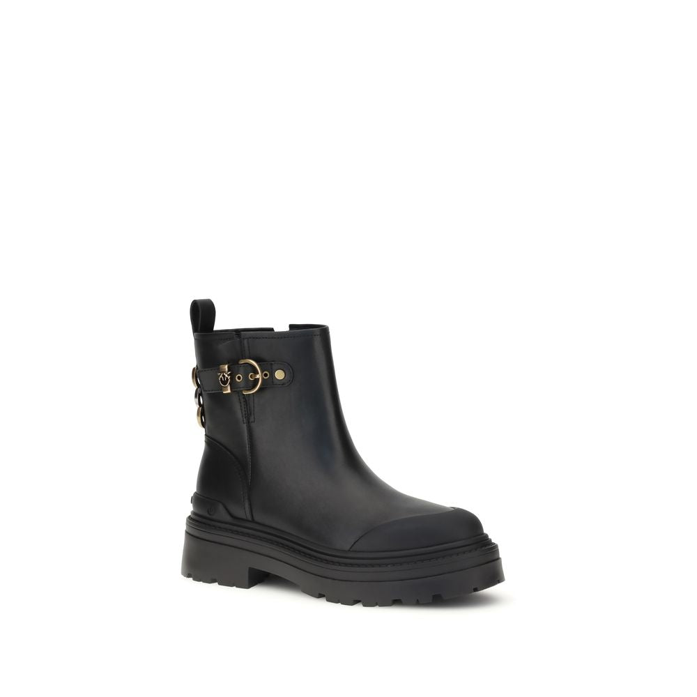 Black Calf Leather Bos Taurus Ankle Boots