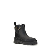 Black Calf Leather Bos Taurus Ankle Boots