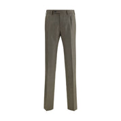 Brown Fleece Wool Casual Pants