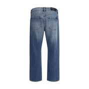 Blue Cotton Straight-Leg Jeans