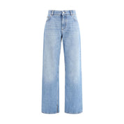 Light Blue Cotton Straight-Leg Jeans
