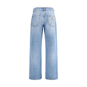 Light Blue Cotton Straight-Leg Jeans