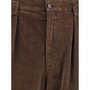 Brown Cotton Casual Pants