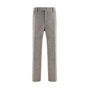 Gray Fleece Wool Casual Pants