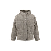 Brun fleece- och ullkappa