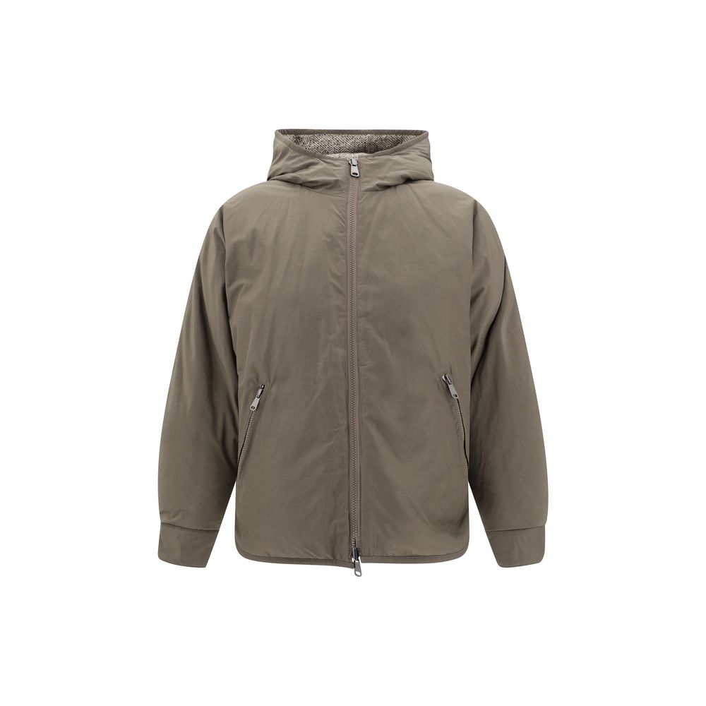 Brun fleece- och ullkappa