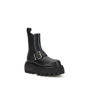 Black Calf Leather Bos Taurus Ankle Boots