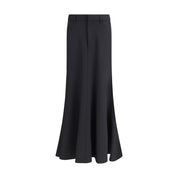 Black Fleece Wool Long Skirt