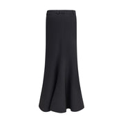 Black Fleece Wool Long Skirt
