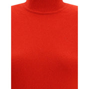 Red Merino Wool Casual Dress