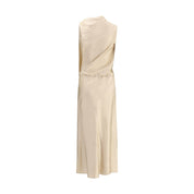 Cream Silk Casual Dress