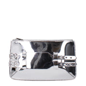 Gray Leather Clutch Bag