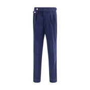 Blue Wool Casual Pants