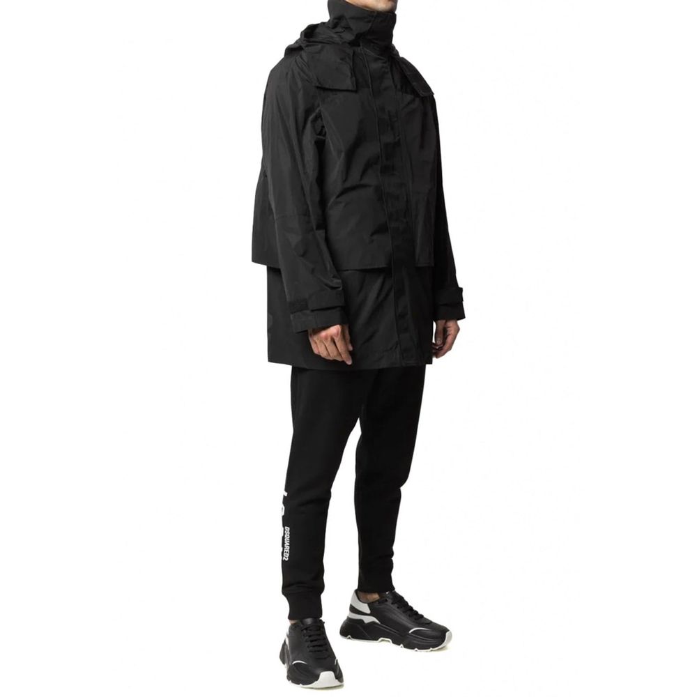 Black Nylon Rain Coat