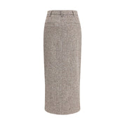 Brown Fleece Wool Long Skirt