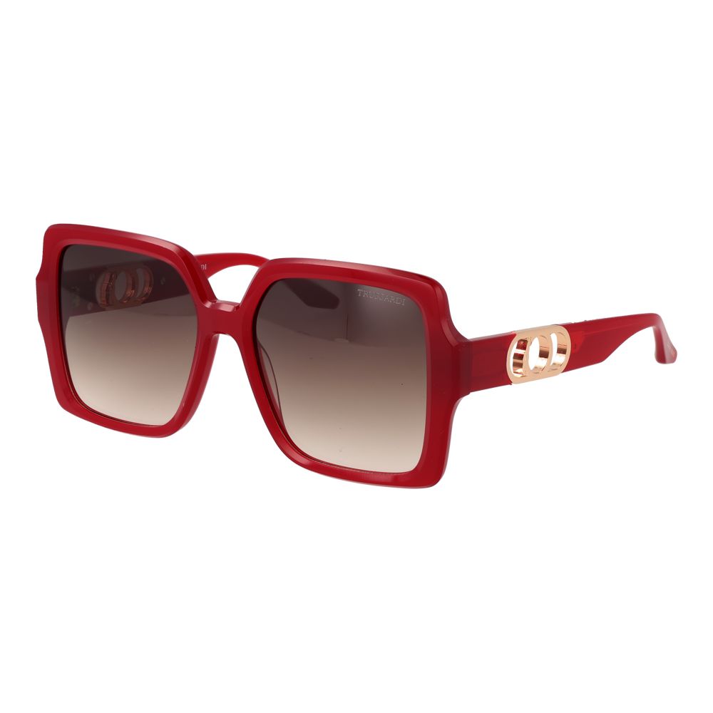 Trussardi Red Acetate Square Sunglasses