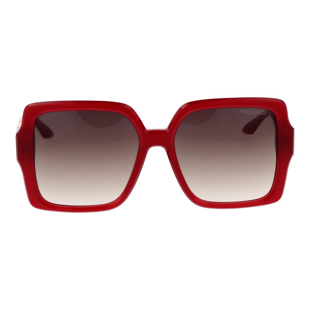 Trussardi Red Acetate Square Sunglasses