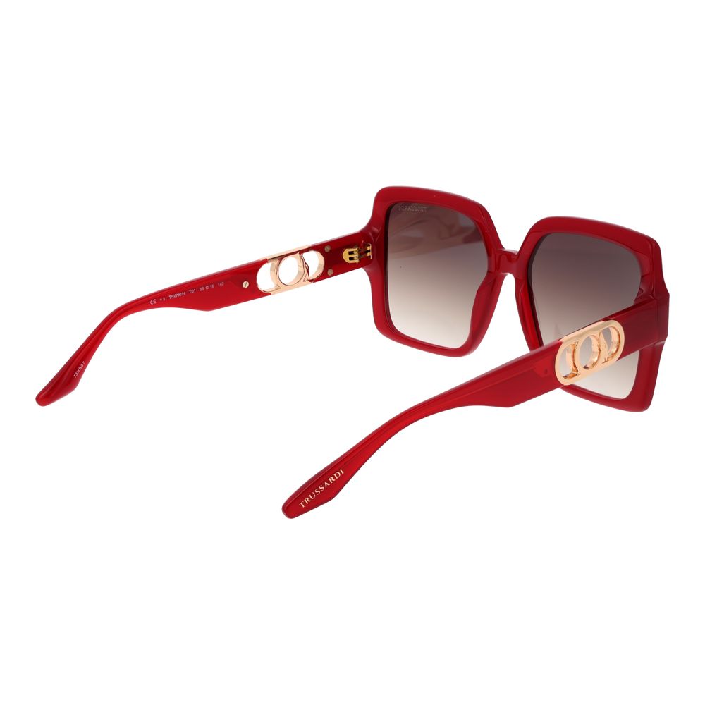 Trussardi Red Acetate Square Sunglasses