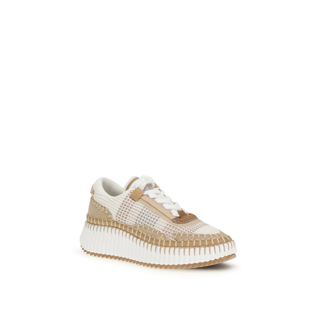 Beige gummisneakers från Chloe Sustainable med ventilerande meshpaneler