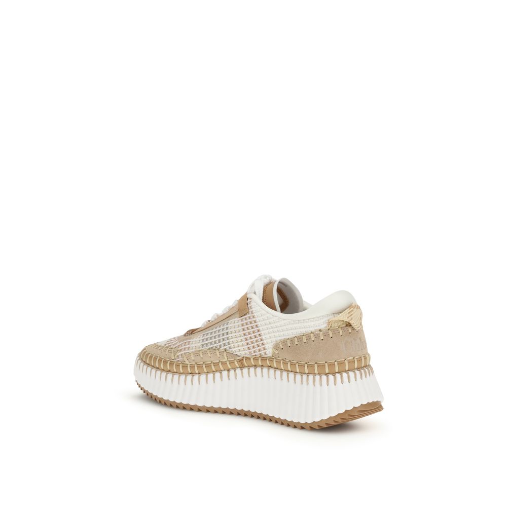 Beige gummisneakers från Chloe Sustainable med ventilerande meshpaneler